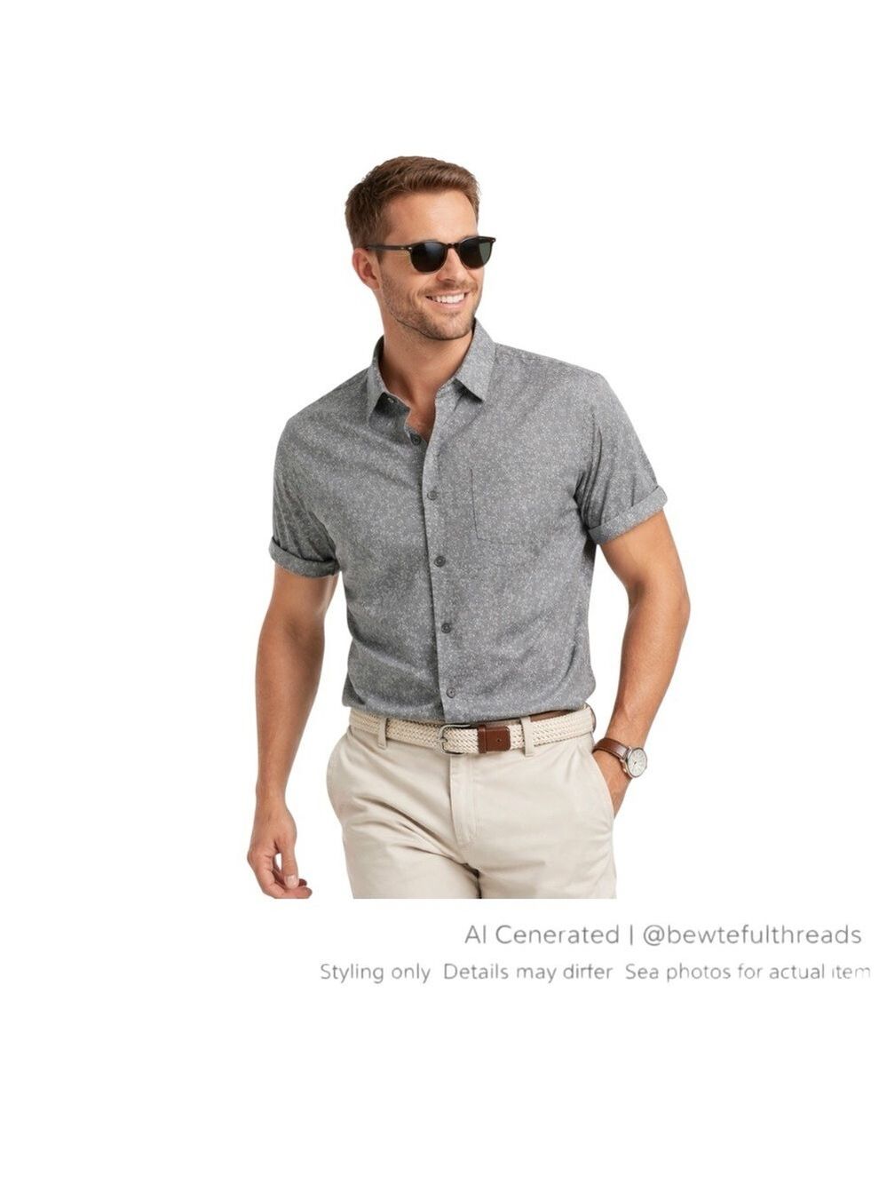 Performance Golfcore Micro Floral Button-Up Breathable Summer Shirt L